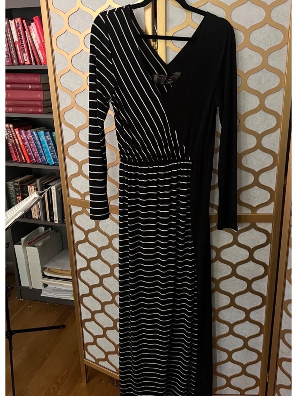 Whimsigoth New Romantics Free People M Black & White Striped Referee Maxi Dress - Picture 6 of 16